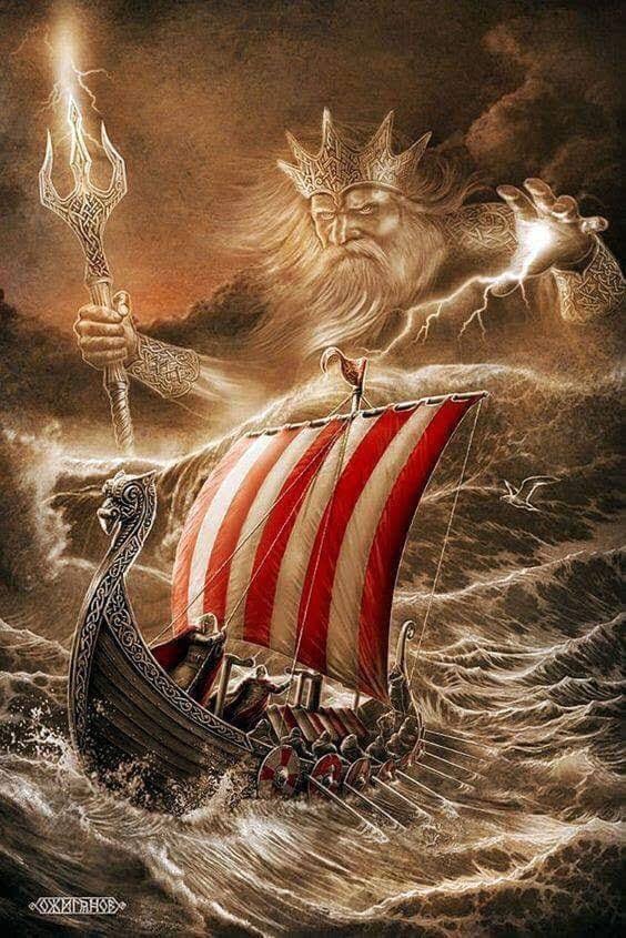 Picture of Viking boat during storm